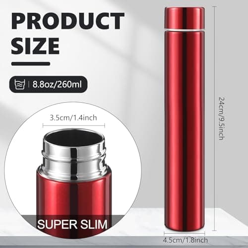 Vesici Set of 2 Slim 250ml Stainless Steel Water Bottles for Handbag, Compact Insulated Water Bottle for Camping, Travel, Backpack, Car Pocket, Iced Coffee, Tea (Black) — view 2