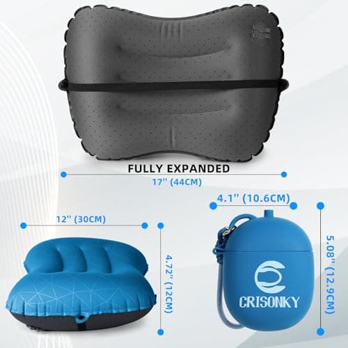 Crisonky Camping Pillow, Inflatable Pillow with 2-in-1 Air Pump Storage Bag — view 2