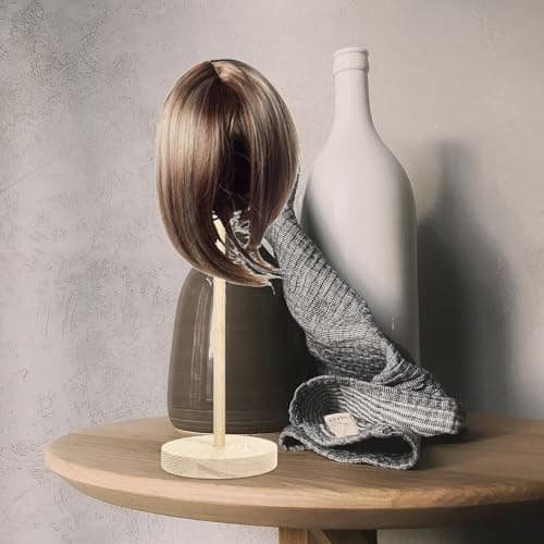 Luxshiny Wooden Wig Stand Holder, 30cm Portable Display Rack for Wigs — view 3