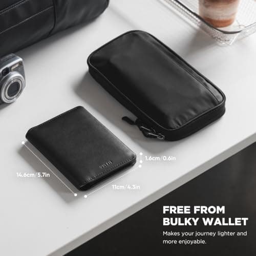 VULKIT Leather Passport Holder RFID Blocking Compact Passport Wallet — view 4