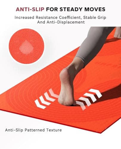 HAPBEAR Extra Large Yoga Mat (84''×30'') - 1/3'' Thick Double-Sided PVC Non-Slip Exercise Mat with High Rebound Cushioning, Dual-Side Usable for Home Gym, Yoga, Pilates & Workouts -Orange — view 6