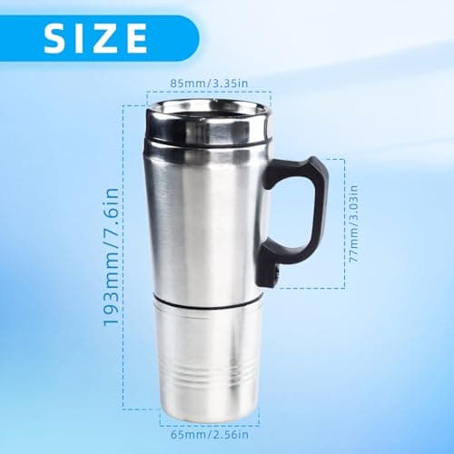Flylin 12V Car Electric Cup, 300ml Stainless Steel Travel Heating Mug — view 2