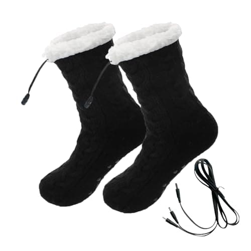 USB Heated Floor Socks Slippers Indoor Non-Slip Winter Foot Warmer Heating Footwear Fleece Knit Socks for Women Men — view 5