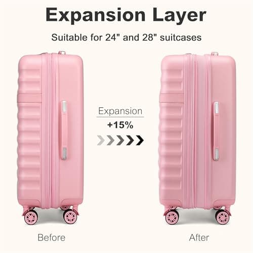 Kono 28 Inch Hard Shell Suitcase Large Expandable Travel Luggage (Pink) — view 3