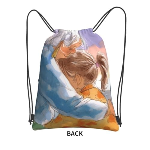 Vortithora Outdoor Grandma-Hug-Love Casual Drawstring Backpack With Zipper Pocket, Drawstring Sports Bag For Gym And Daily Use — view 2