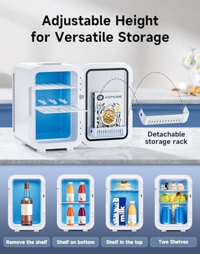 KOMORE Mini Fridge, 18L Portable Small Fridge, Cooler & Warmer, White — view 4