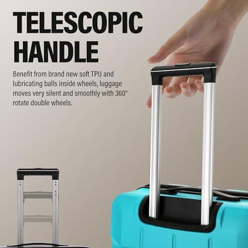 ATX Luggage Suitcase Large Hardshell 4 Dual Spinner Wheels Super Lightweight ABS Hold Check in with Built-in TSA Lock (Mint Green, 110 Liter) — view 6