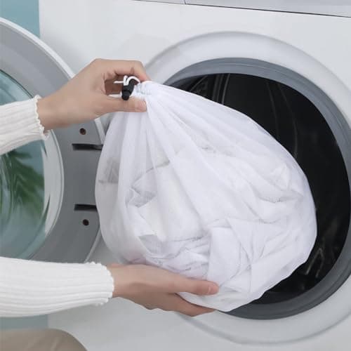 GZSYWZ 2 Pcs Mesh Laundry Bag with Drawstring Linen Portable Bags Washing Machine for Clothes,Bedding,Tablecloths,Curtains (30x40cm) — view 5