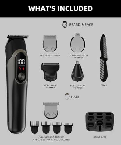 Beard Trimmer Men Rechargeable All-in-One Style Kit, Shaving Kit with 16-in-1 Trimmer for Beard, Nose & Ear, Body, Manscaping, Hair Clippers & More, Holiday Gifts for Men — view 6