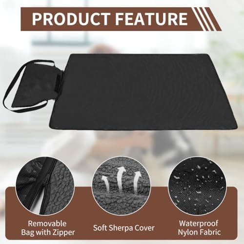 Adiwo Portable Pet Throw Blanket, 100x70cm Foldable Waterproof Reversible Floor Mat for Dogs Cats, Large Washable Dog Bed Blanket for Indoor Outdoor Camping Travel, Black — view 4