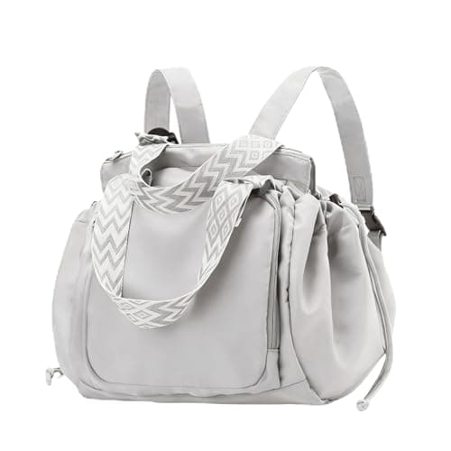 Fashowlife Multi-Function Tote Bag Large Capacity– Versatile Nylon Lightweight Backpack with 15 Pockets for Car Travel, Gray, One Size