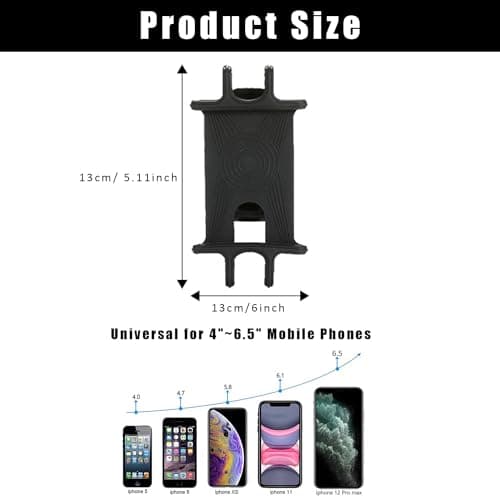 ZEACCT 1-Piece Bike Handlebar Phone Holder, Adjustable Silicone Bicycle Phone Mount with Rotatable Clip, Universal Motorcycle Mobile Strap, Compatible with All Smartphones — view 3