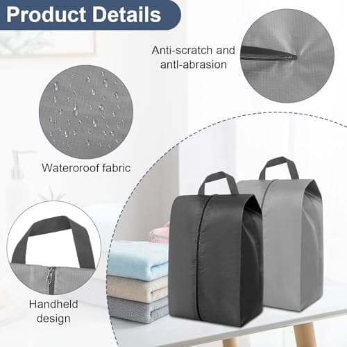 Shoe Bags 8 Pack Travel Shoe Bag Waterproof Shoe Storage Bags Travel Shoe Bags Organizer for Travel Storage and Home Use (Black, Gray) — view 3