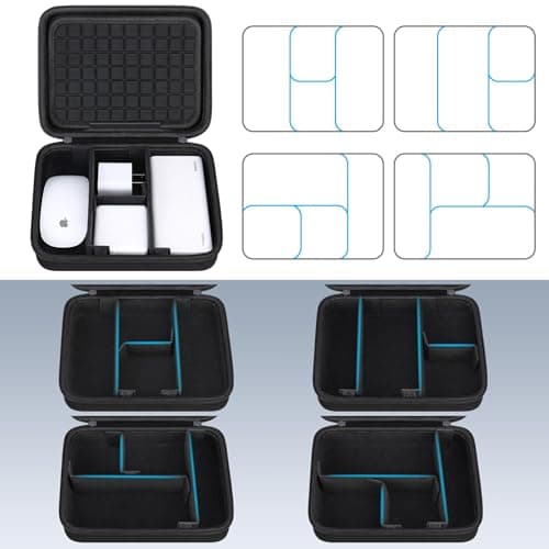 Lacdo Hard Travel Electronic Organizer Case for MacBook Power Adapter Charger, Cables, Cords, Apple Pencil, Mouse, Power Bank, USB Flash Disk, SD Cards EVA Protective Portable Accessories Bag, Black — view 3