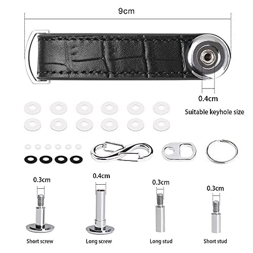 flintronic Key Organizer | Keychain Genuine Leather | Pocket Smart Key Holder with Gift Boxed Stylish, Functional & Practical (Holds 7-9 Multiple Keys) - Black Grain — view 2