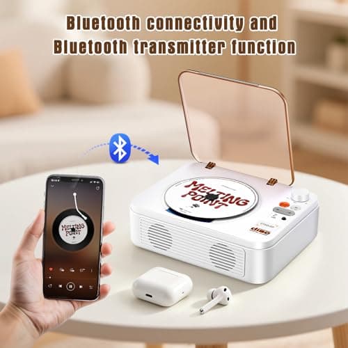 CTDZLED Portable CD Player with Bluetooth & Built-in Dual Speakers — view 3
