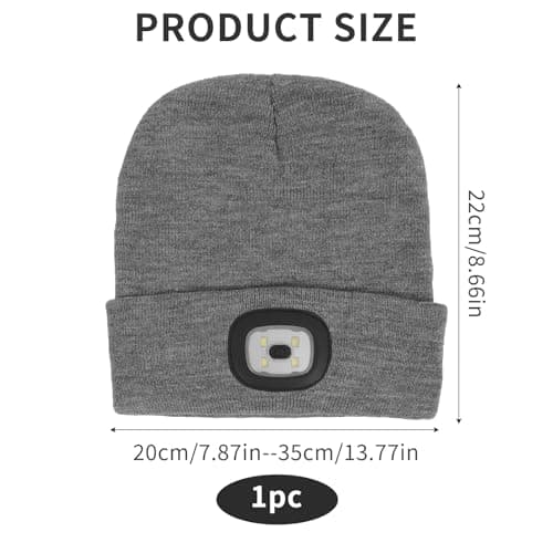 ltteea LED Lighted Beanie Cap,Unisex 4 LED Running Headlamp Cap USB Rechargeable Winter Warm Knit Hat with Light Perfect Dad Gifts in Christmas for Men Women Walking Night,Running,Camping,Hiking Grey — view 3