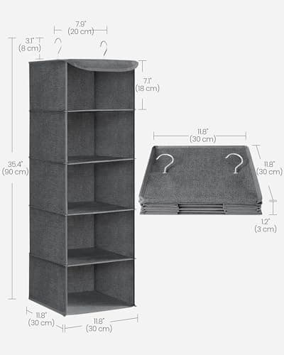 SONGMICS Hanging Wardrobe Storage Organiser, Foldable — view 3