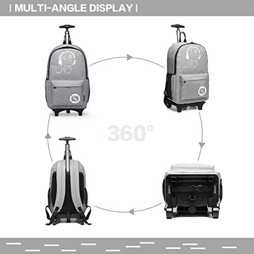 Kono Trolley Backpack with Rolling Wheels(Grey) — view 6