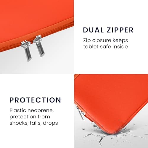 kwmobile Neoprene Pouch Compatible with 8"-8,4" Tablet - Universal Sleeve Case Cover with Zipper for Tablet - Orange — view 4