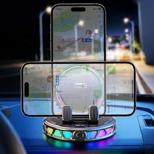 15W Wireless Car Phone Holder With RGB Ambient Light, Automatic Clamping Fast Charging Mount For Dashboard, Compatibility For Smartphones(Black) — view 5