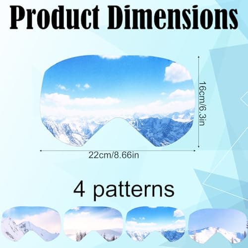 Sinbana 4pcs Ski Snowboard Goggle Cover Sleeves, 4 Snowy Mountains Patterns Polyester Ski Goggle Lens Cover Protectors for Adults Kids Travel Storage Accessories Scratch-Resistant & Dust-Resistant — view 2