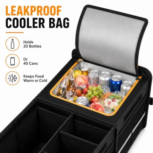 Car Boot Organiser with Cooler Bag Collapsible,Heavy Duty Trunk Organizer — view 4