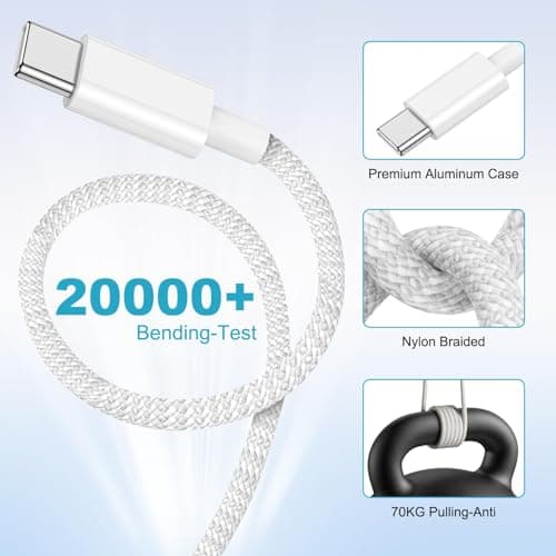For iPhone 17 16 15 Fast Charger, 20W PD USB C Charger Plug with Nylon usb c Cable 3M for iPhone 17 16 15 Pro Max/Pro/Air/iPad/Samsung S25,USBC UK Power Adapter usb c Power Adapter Fast charger Plug — view 5