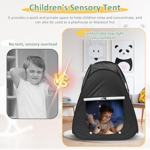 GWCYMYD Sensory Tent for Kids, Pop Up Calm Down Tent with Organizer Bag, Portable Kids Blackout Tents for Children with Autism, SPD, Anxiety to Play and Relax Improve Focus — view 4