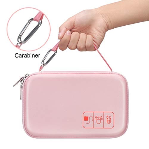 Canboc Hard Travel Electronic Organizer Case for MacBook Power Adapter Charger Cable Apple Magic Mouse Power Bank Apple Pencil USB Flash Disk SD Card Small Portable Accessories Tech Bag, Rose Gold — view 4