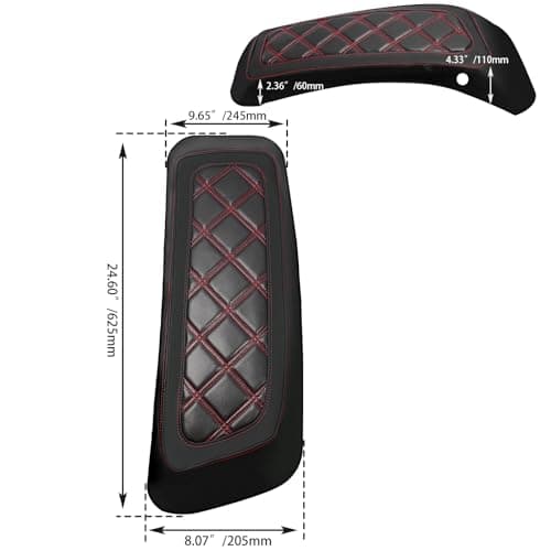 ONETK WOWTK Hard Saddlebag Lid Bra/Covers for Harley Davidson 2014-2023 Touring Road Glide FLTRX Electra Glide FLHT Road King FLHR Street Glide FLHX and Tri Glide Models,w/Red Stitching — view 4