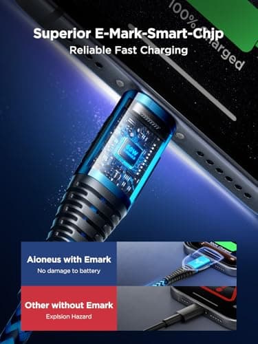 Aioneus 3M USB C to USB C Charger Cable [PD 60W], C to C Charger Cable Fast Charge USB C Braided Lead for iPhone 17 16 15 Pro Max, iPad Pro, Samsung S25 S24 S23 Ultra, Pixel 10 9, LG, Switch etc — view 5
