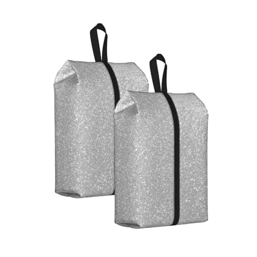 Faux Sparkly Silver Glitter Printed, Travel Shoe Bags 2 Pack, Waterproof Shoe Storage Bags, Shoe Organizer for Travel and Home