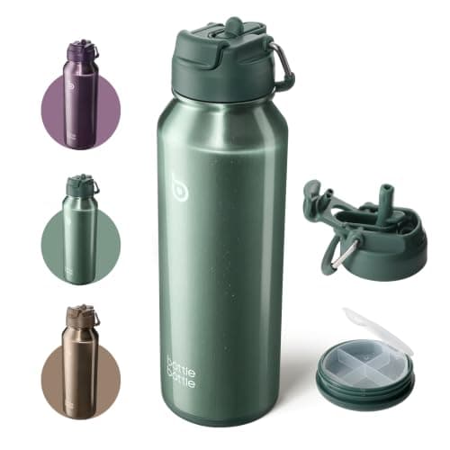 bottlebottle Insulated Water Bottle with Straw 1180ml(40oz) Sports Stainless Steel Water Bottles with Handle Lid Outdoors Drink Flask for Pills (Aurora Teal)
