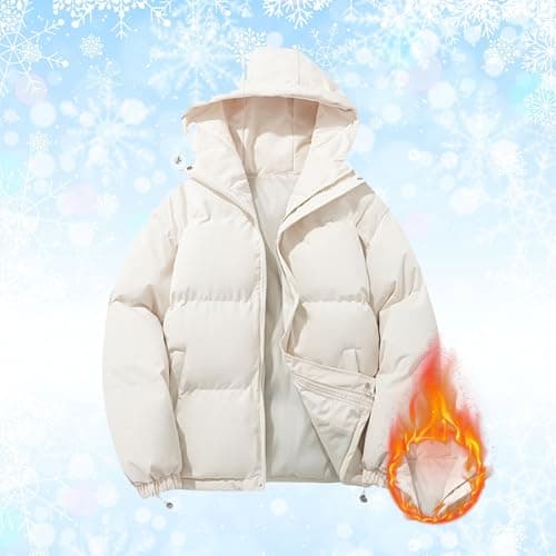 Anbiryeik Women Winter Puffer Down Jacket Hooded Waterproof Quilted Short Coat with Pockets Lightweight Ladies Parka Jackets Zip Up Windproof Packable Casual Warm Outwear for Travel Outdoor Beige M — view 2