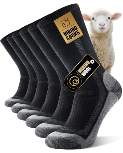 Veximora Merino Wool Hiking Socks for Men Women, Black 6-8, 3 Pairs