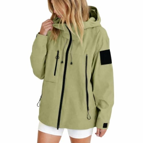 Lightweight Waterproof Jacket Womens, Breathable Hooded Raincoat, Softshell Jacket with Zipper, Packable Windbreaker for Hiking, Travel, Running, Cycling & Outdoor Activities, for Spring Fall Winter — view 2