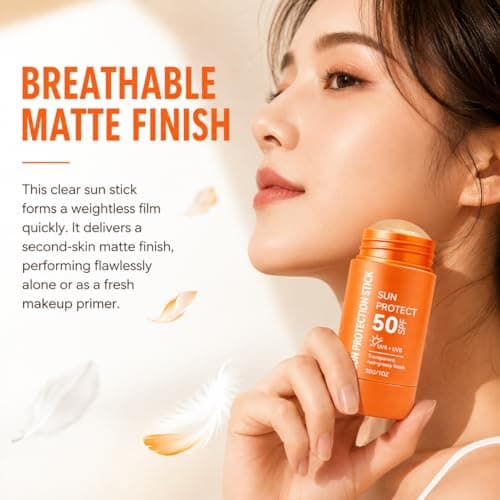 Sun Protection Stick SPF 50, Sunscreen Stick Face Sun Cream SPF 50+ with High UV Protection, Mineral Sun Lotion Roll on for Travel, Transparent Non-Greasy for Face & Body, Hydrating Matte Finish, 30g — view 3