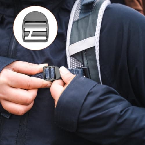 Dooaqiin Pack of 4 Black Metal Ladder Lock Buckles, 25mm Inner Diameter Backpack Replacement Buckles, Heavy-Duty Webbing Adjuster Clips for Rucksack, Luggage Straps & Seat Belts — view 6