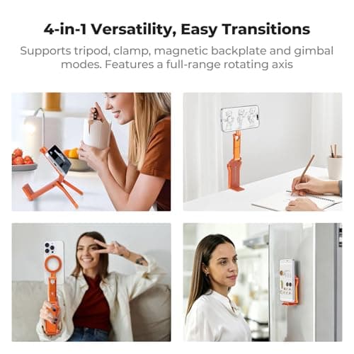 K&F CONCEPT 360° Rotating Magnetic Phone Tripod, Orange — view 2