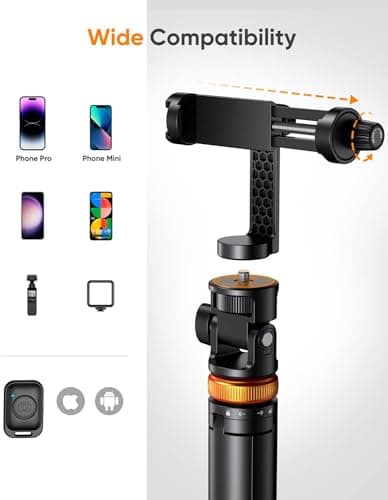 Eucos 62" Phone Tripod - Solidest Tripod for iPhone with Remote — view 4