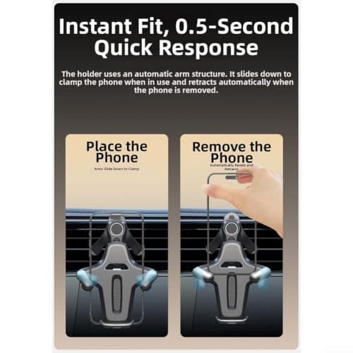 Air Vent Car Phone Holder ABS Secure Clamp Purple Grey Car Phone Mount Air Vent Clip Sturdy ABS Phone Holder for Bumpy Roads Phone Mount for 4-7 Inch Phones Quick Install Air Vent Phone Holder(Purple) — view 5