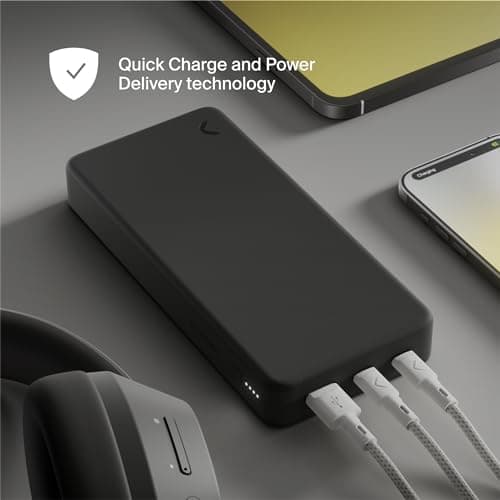CLEMM Portable Charger 20000mAh, Power Bank for iPhone, Samsung, iPad & Laptops, 3 Ports (USB-A + 2× USB-C), Quick Charge & Power Delivery, Up to 4 Phone Charges, TSA Approved, Graphite — view 4
