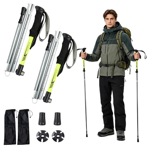 Nordic Walking Poles, Carbon Fibre Trekking Sticks Trekking Poles Adjustable Antishock And Quick Lock System Ultralight Telescopic Walking Stick For Camping, Mountaining, Backpacking, Walking 2 Pack