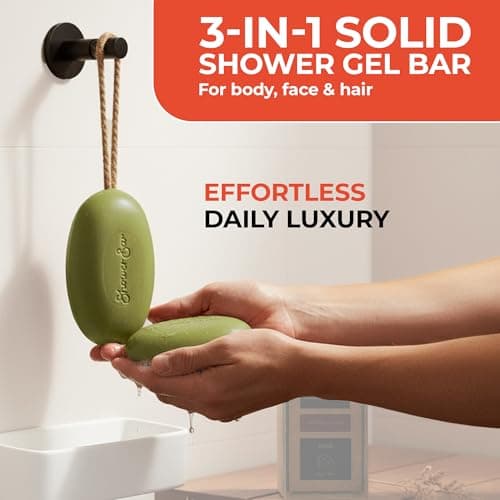 Olive Scented Soap on a Rope - 220g Natural Solid Body Wash Bar for Travel & Home - Long Lasting, Vegan, Plastic-Free, Eco-Friendly & Moisturizing — view 2