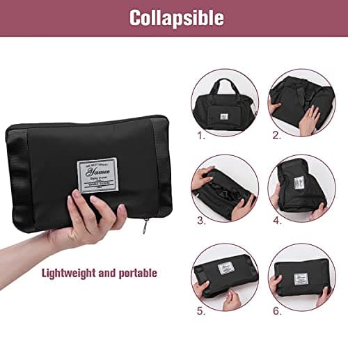 Large Capacity Folding Travel Bag, Travel Lightweight Waterproof Carry on Luggage Bags with Fixed Strap, Dry and Wet Separation Foldable Travel Duffel Bag for Weekender Overnight Sports Gym (Black) — view 6
