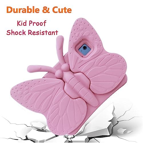 Tading Kids Case for iPad (A16) 11th Generation 11 Inch 2025/iPad 10th Generation 10.9 Inch 2022, Cute Butterfly Children Friendly Soft EVA Foam Protective Stand Cover for Girls - Pink — view 4