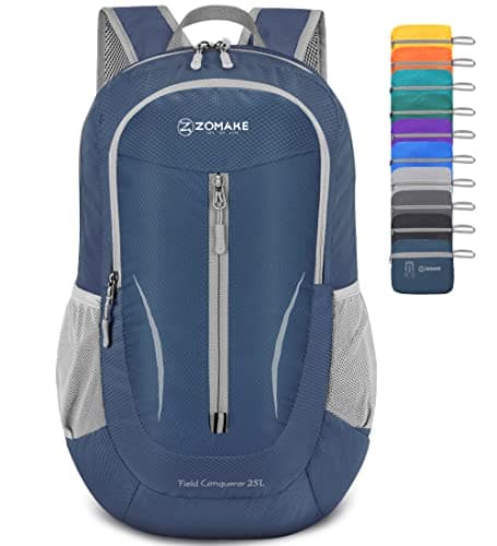 ZOMAKE Lightweight Foldable Backpack Packable Rucksack (25L/Navy Blue)