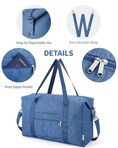 Narwey for Ryanair Cabin Bags 40X30X20 Underseat New Ryanair Small Foldable Travel Duffel Hospital Weekend Bag for Women Ryan Air Carry on Luggage Holdall Tote for Men 20L (Navy Blue) — view 4