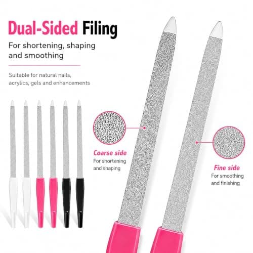 6 Pack Metal Nail Files – Double Sided Sapphire Grit Stainless Steel File — view 4